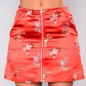 Satin FashionNova “Kiki” Red Skirt Size XS